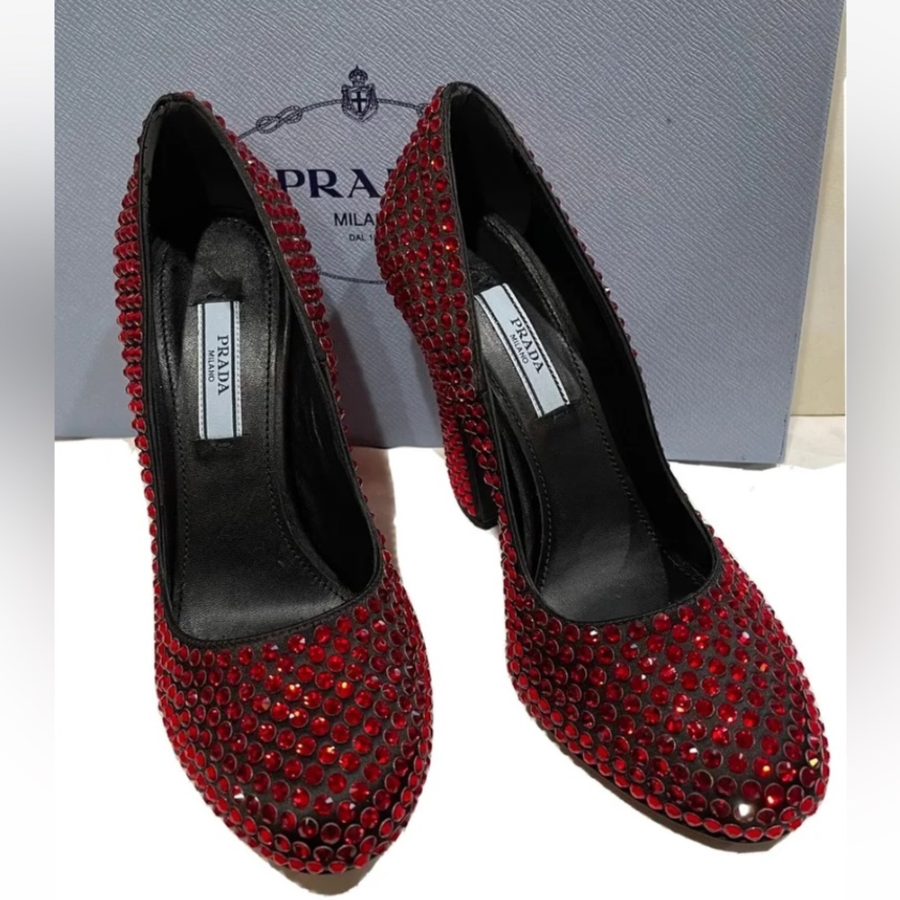 Prada crystal ruby pumps Size 35.5